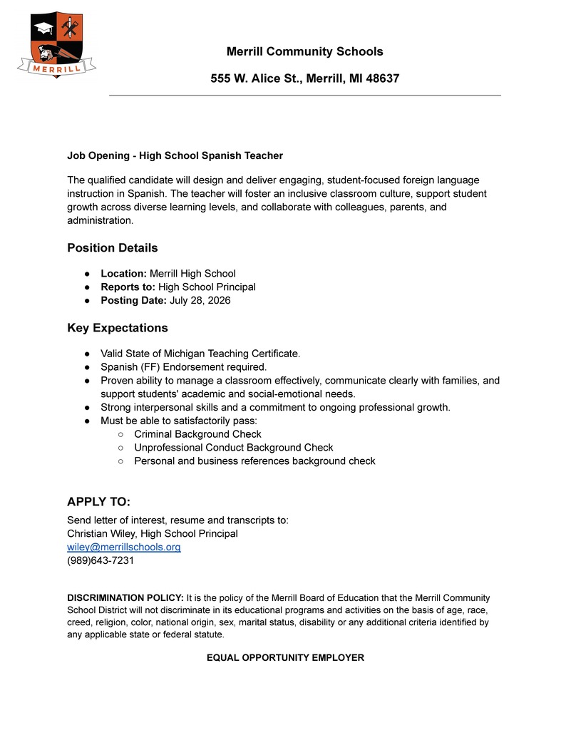High School Spanish Teacher Job Description