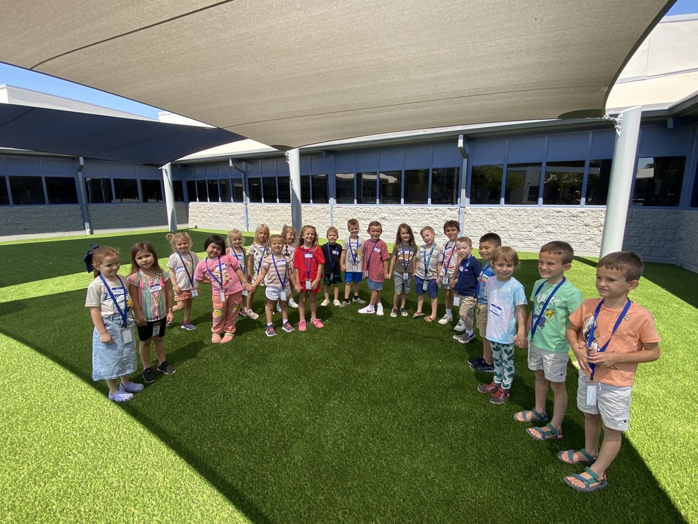 Kindergarteners in the courtyard