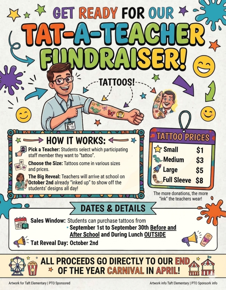 smily faces, paint splats, and a an with his arm out showing off temporary tattoos