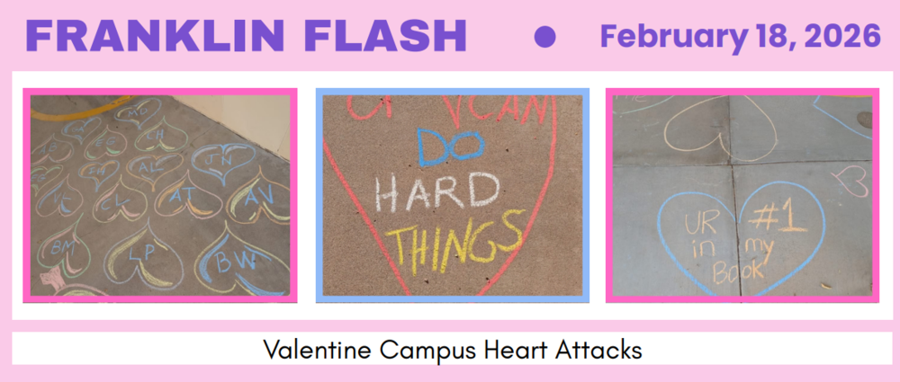 Pictures of Valentine's Day chalk art created by teachers