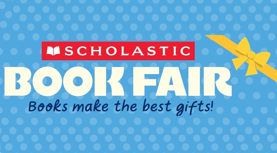 banner that reads, "Scholastic Book Fair - Books make the best gifts!"