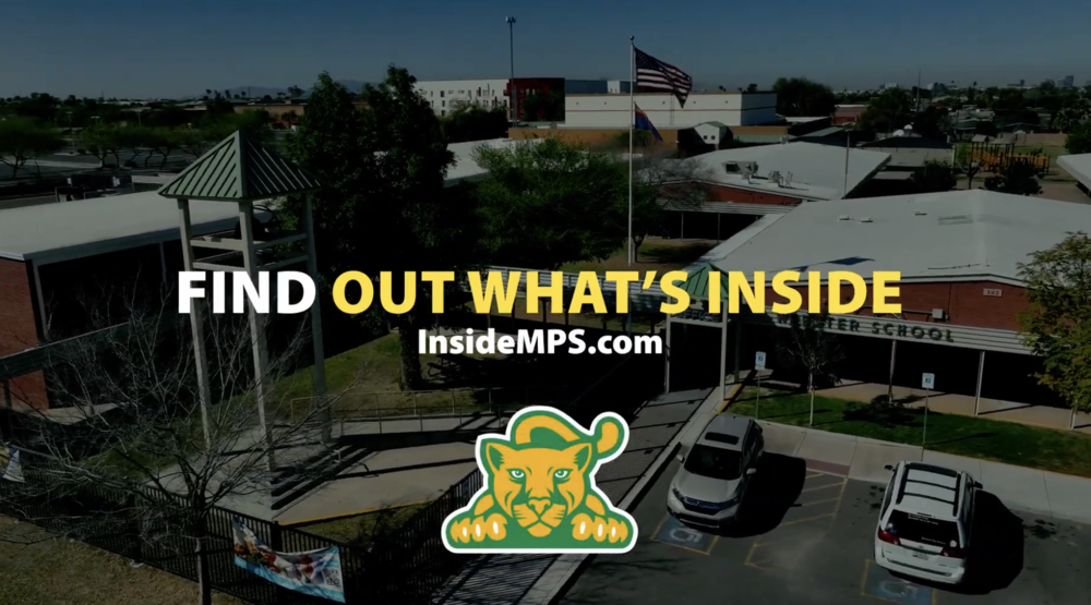 An aerial view of an elementary school