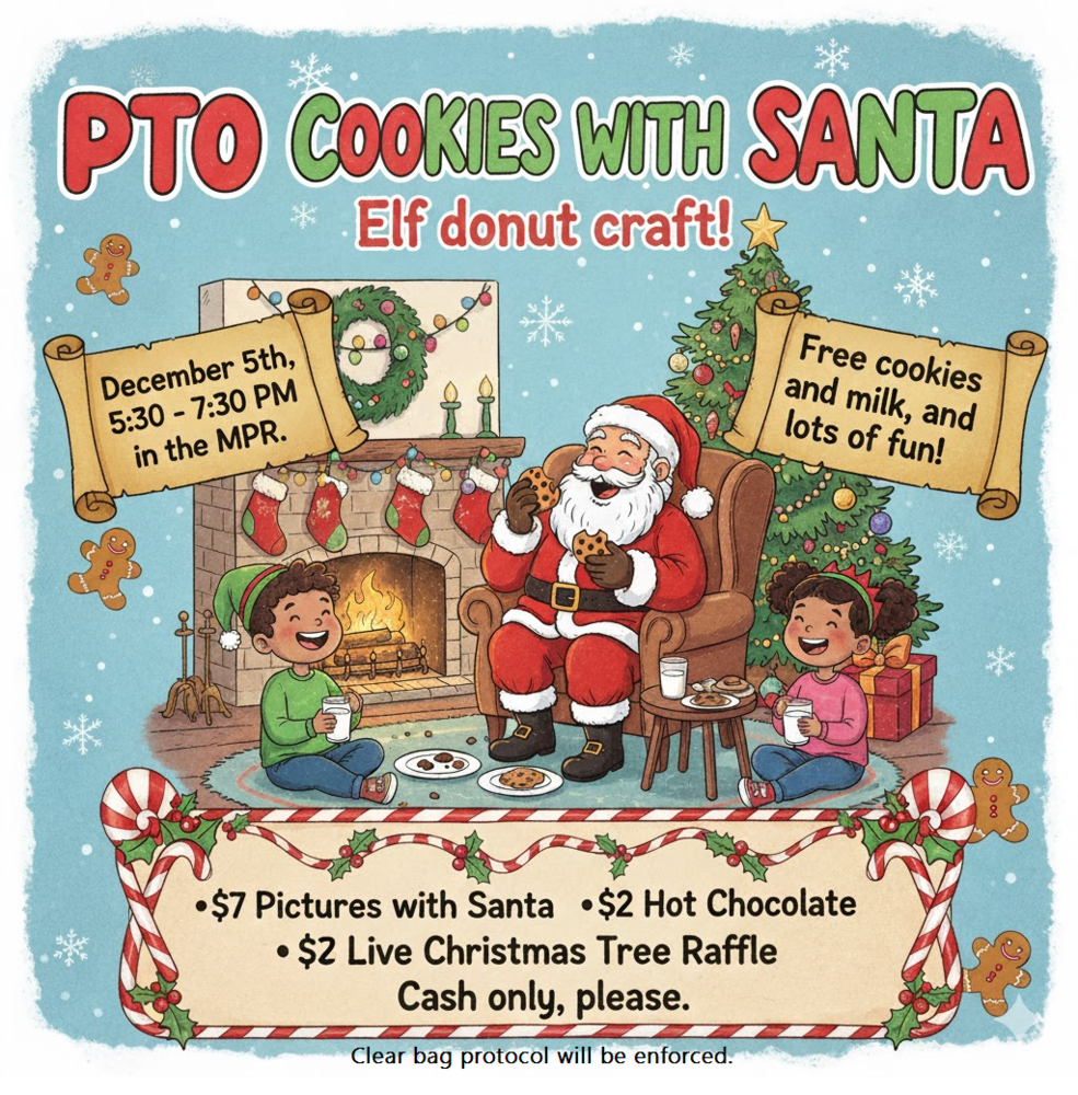 Santa in front of a fire place with children eating cookies.