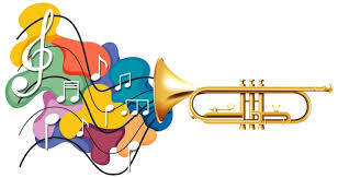 trumpet with colorful music notes coming out