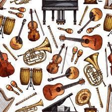Orchestra instruments scattered