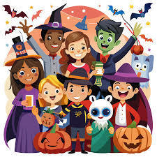 kids in Halloween costumes