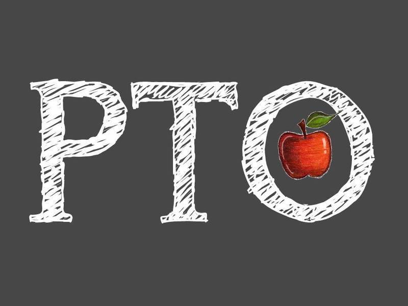 pto written on a chalkboard with an image of an apple