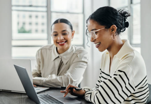two women at computer