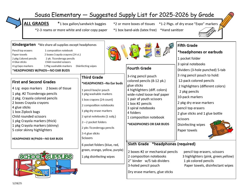 Sousa suggested supply list (rev) 2025-26