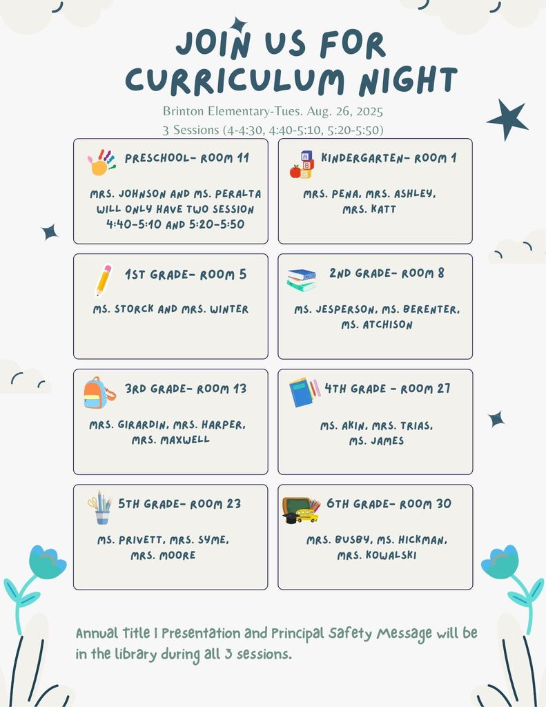 Curriculum Night Information