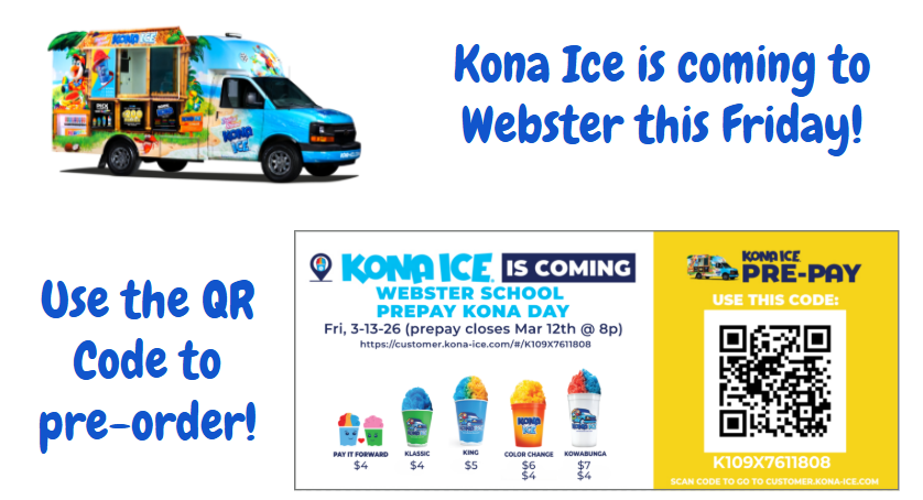 Kona Ice is Coming Friday, 3/13/26