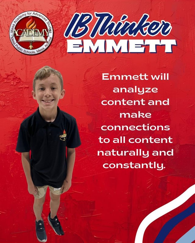 Emmett IB Thinker Emmett will analyze content and make connections to all content naturally and constantly.