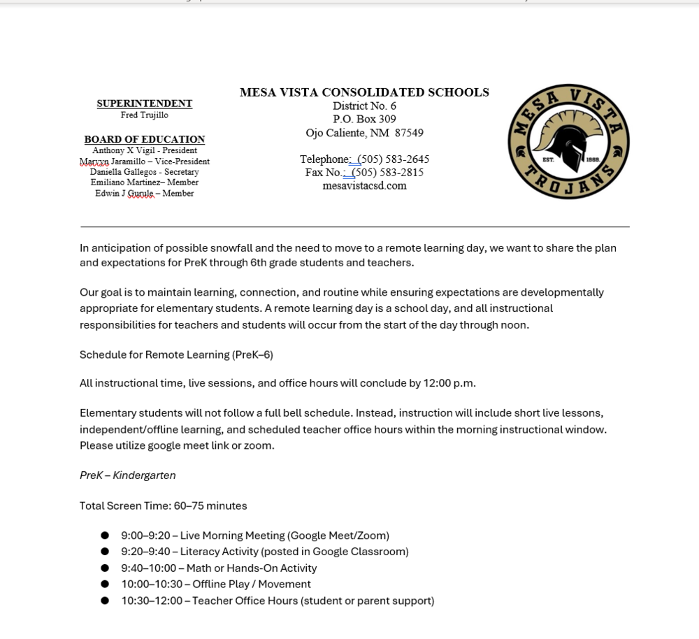 Remote Day Procedures PreK-Kindergarten