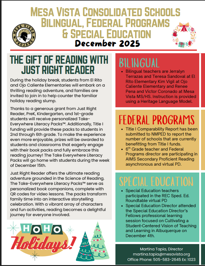 Federal Programs and Special Education December Report