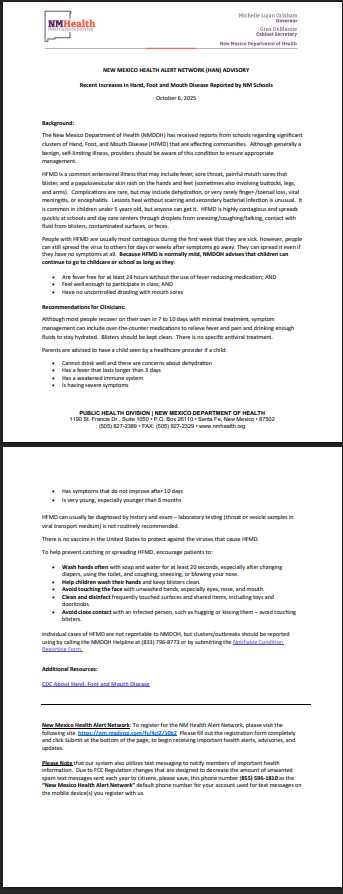 Notication from the Department of Health