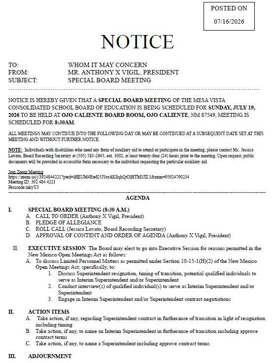 July 19 2026 Agenda