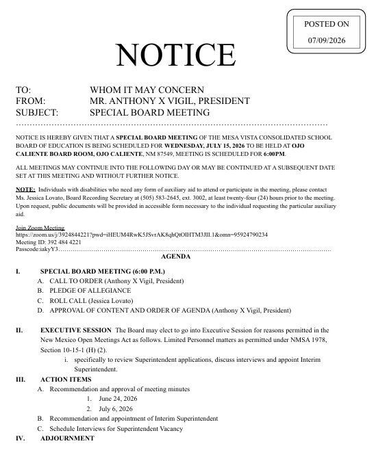 July 15 2026 Agenda