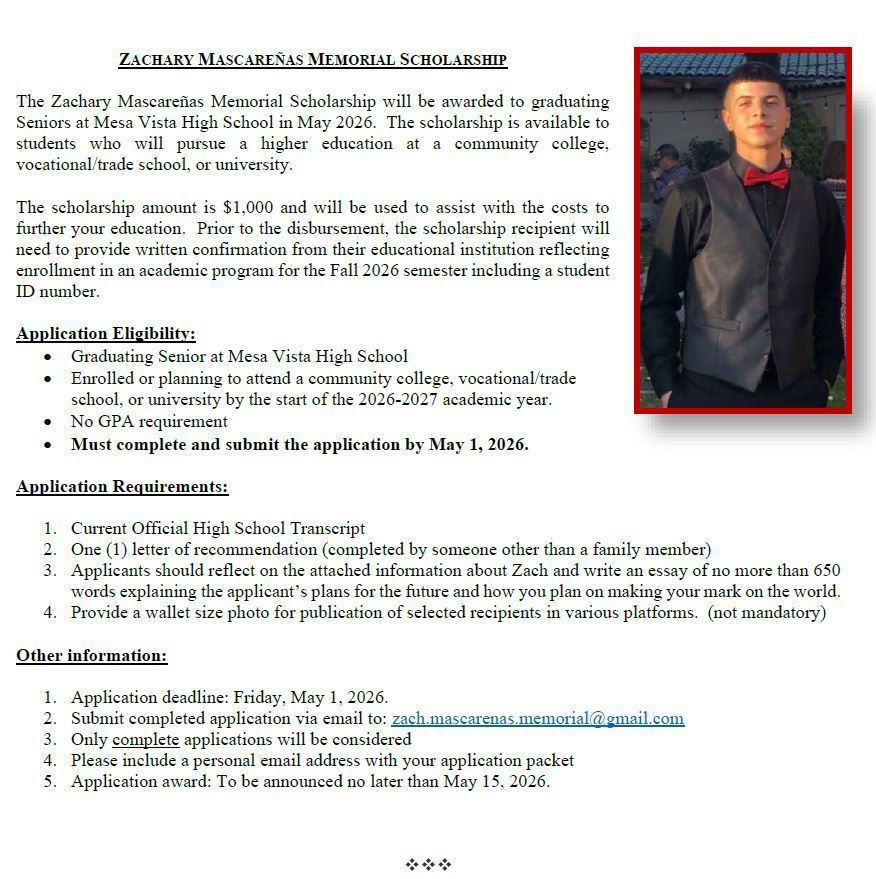 Zachary Mascarenas Scholarship
