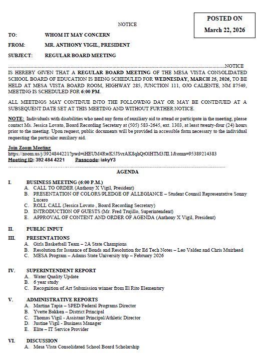 March 25, 2026 Agenda