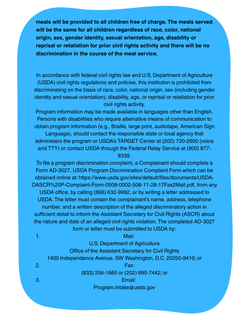 Non discrimination statement