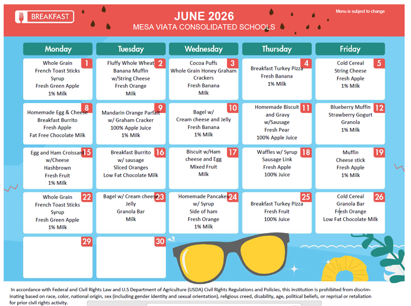 Summer Food Program- June Breakfast 