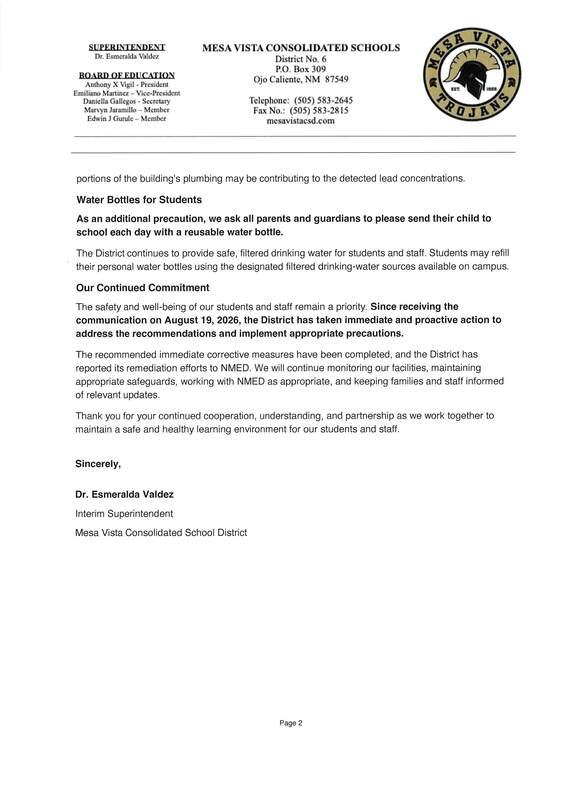 El Rito Elem School Drinking Water Update