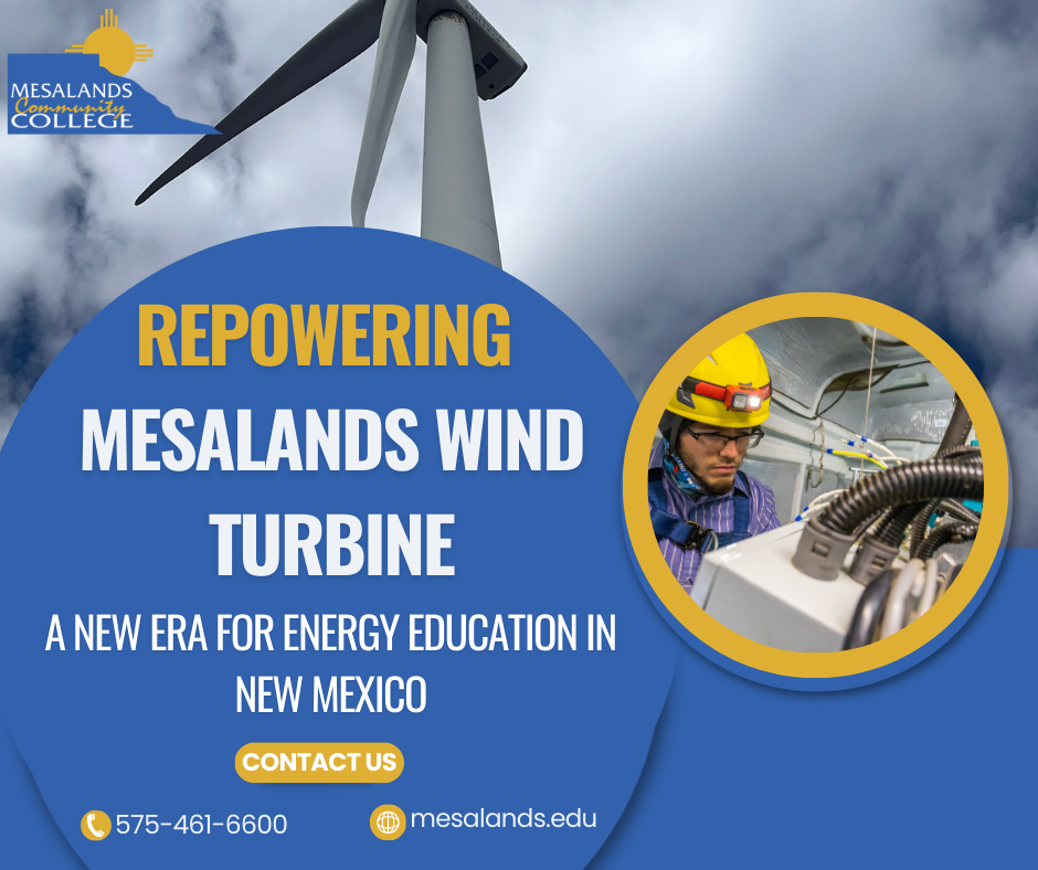 Flyer announcing that the wind turbine will be repowered