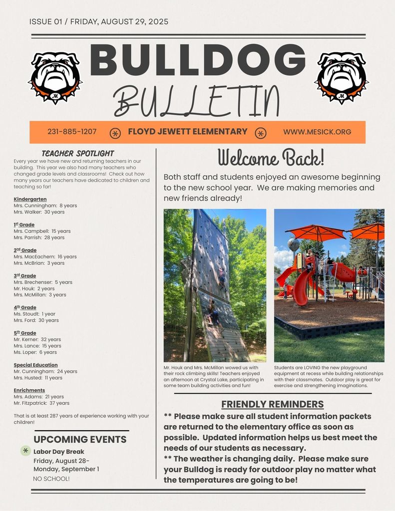 Elementary Bulldog Bulletin 8/29/2025