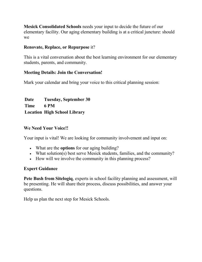 URGENT Community Planning Meeting