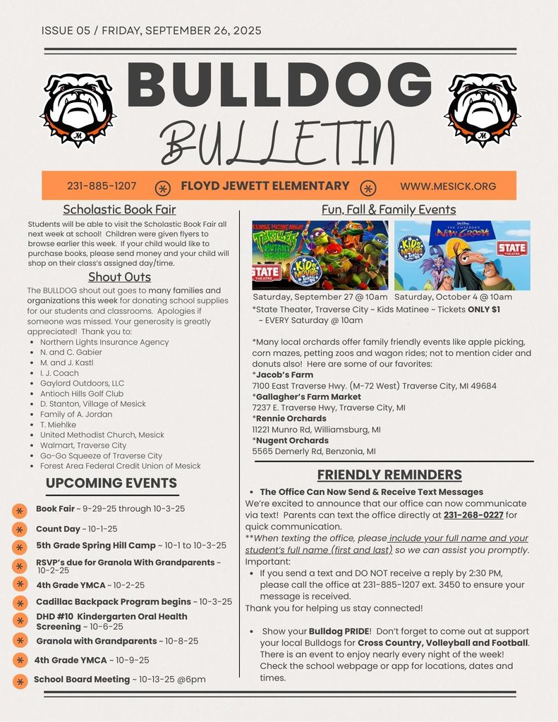 Elementary Bulldog Bulletin  9-26-25