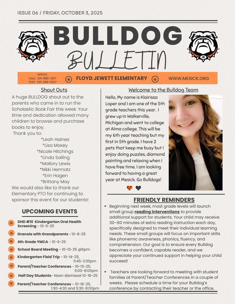 Elementary Bulldog Bulletin 10-3-25