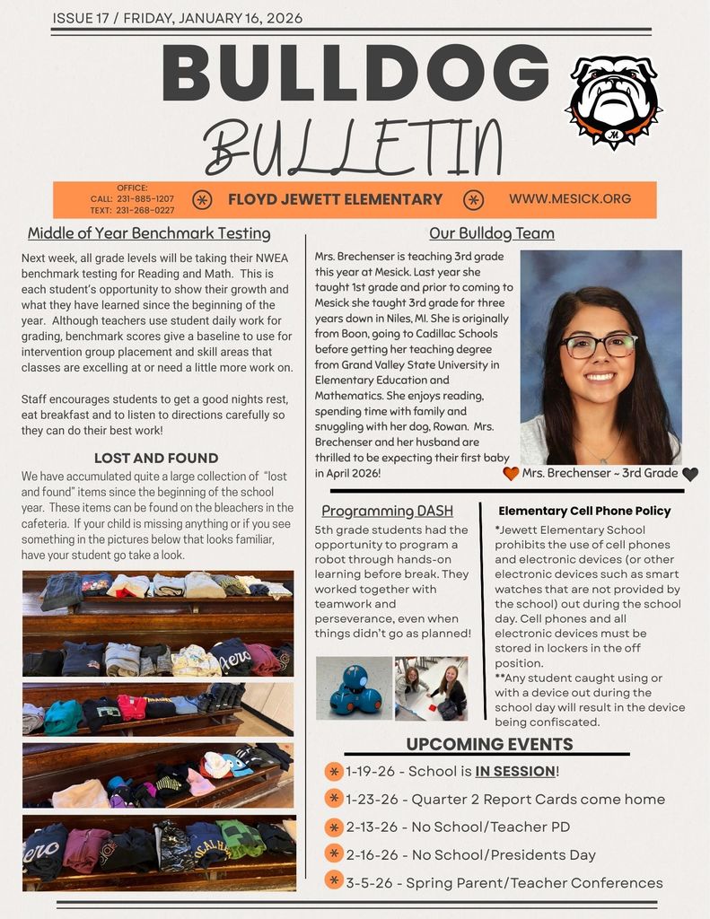 Elementary Bulldog Bulletin 1-16-26