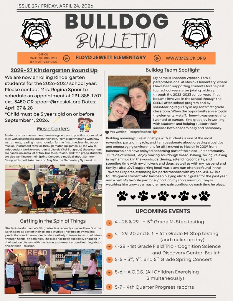 Elementary Bulldog Bulletin  4-24-26