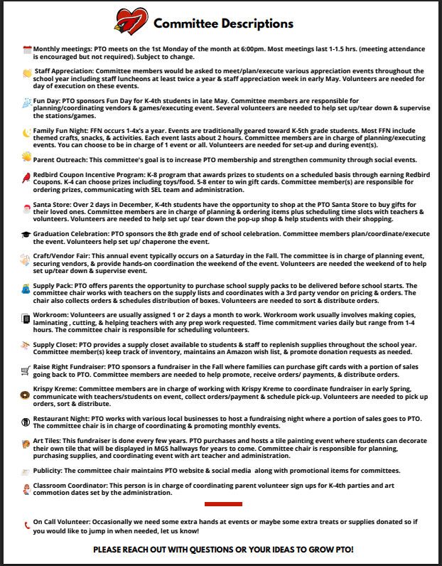 PTO Committee Descriptions