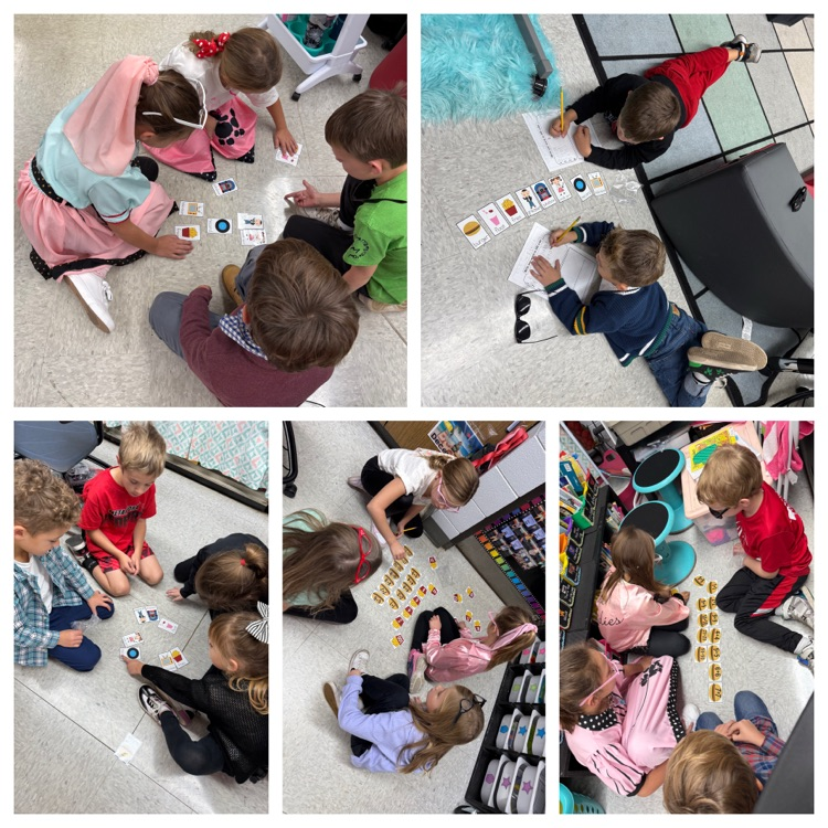 Students working on abc order and doubles facts