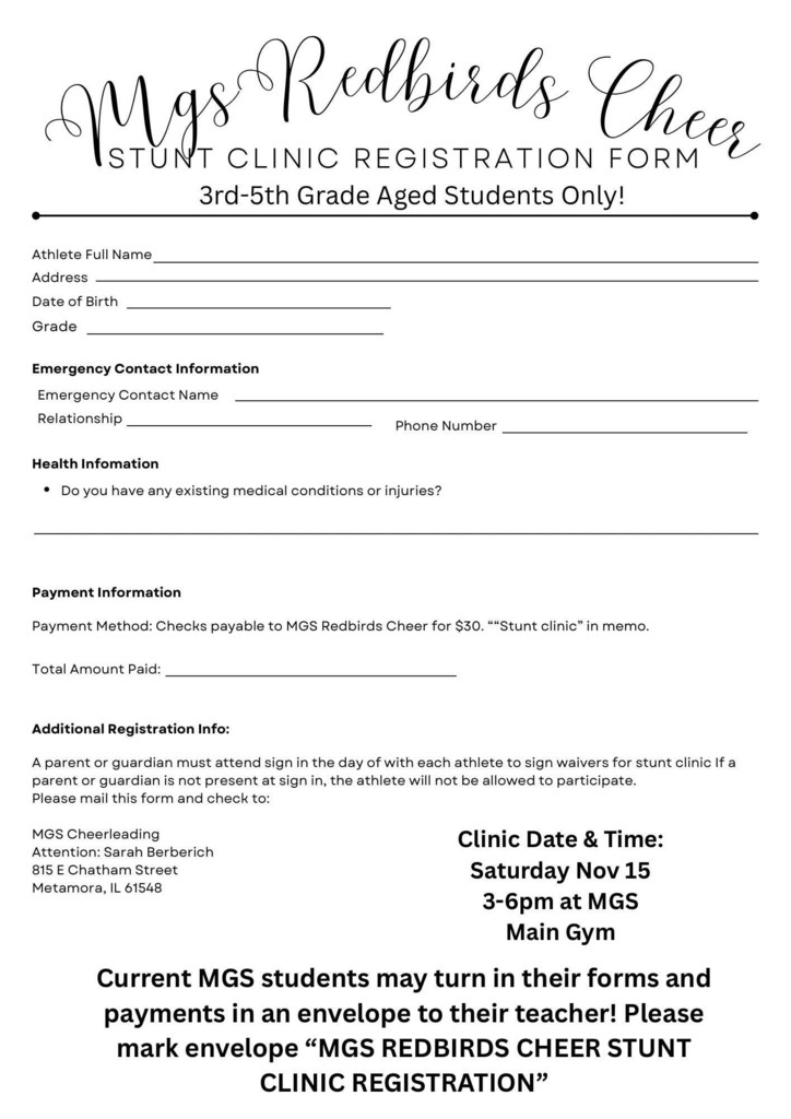 Stunt clinic registration