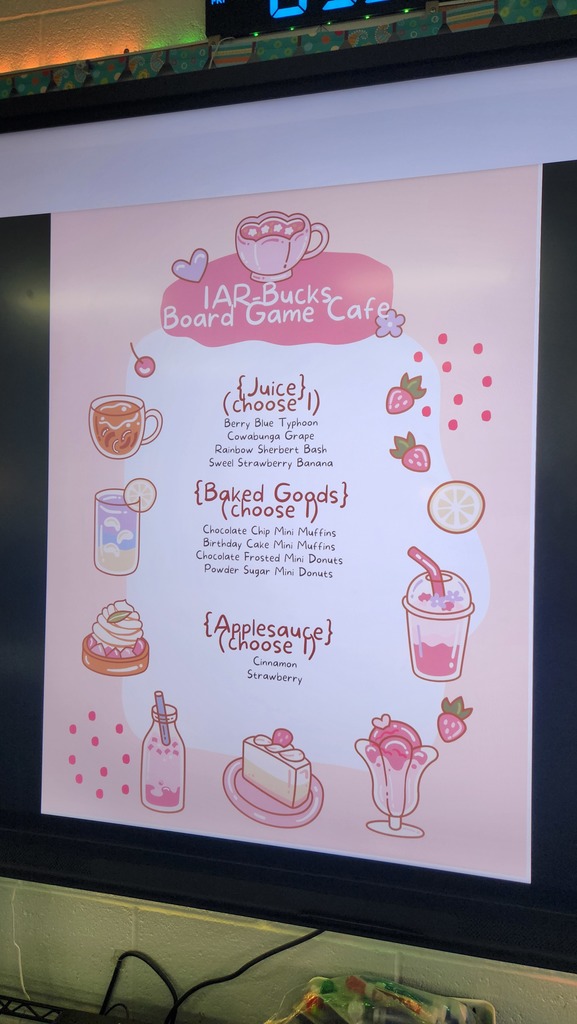 Board Game Cafe Menu