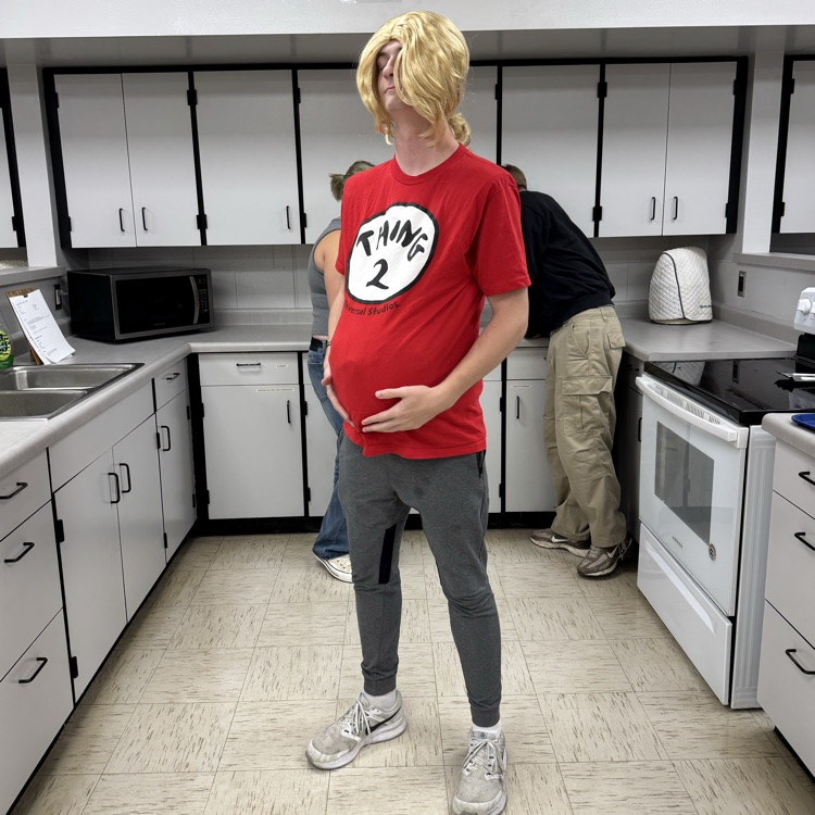 Student wore the empathy belly to match our very own teacher 