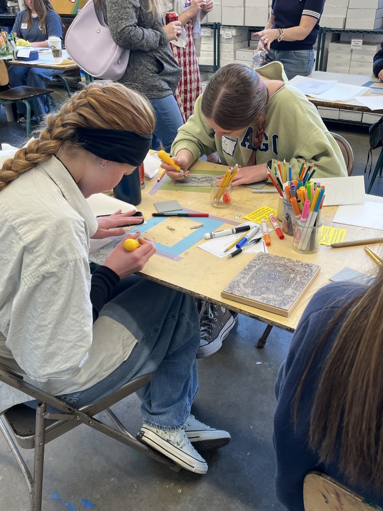 Working on Linoleum Block Cutting