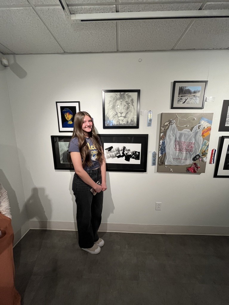 Isabella Roos with her awarding winning drawing