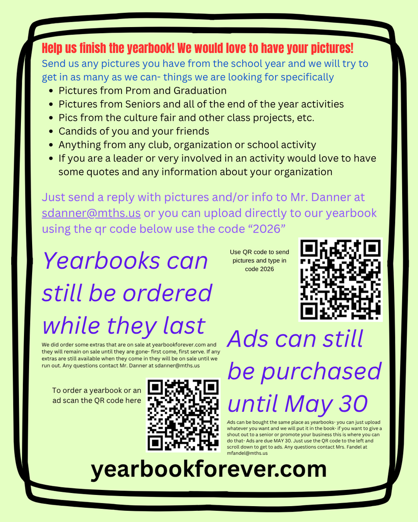 End of year yearbook information