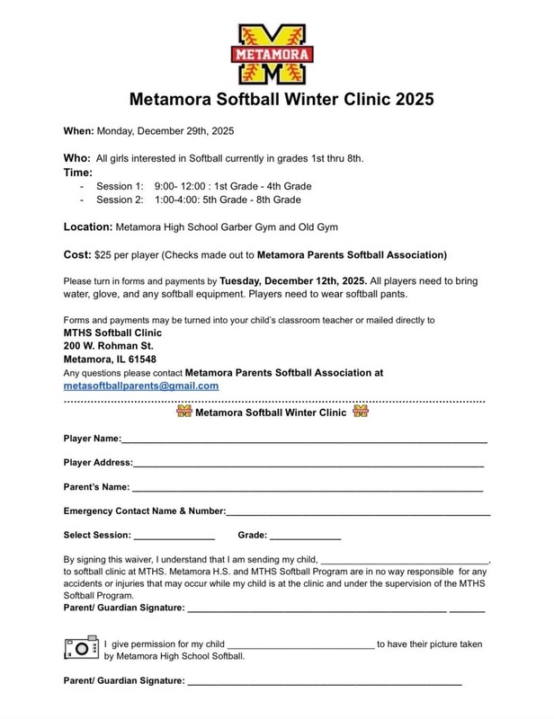 Winter Softball Clinic Form