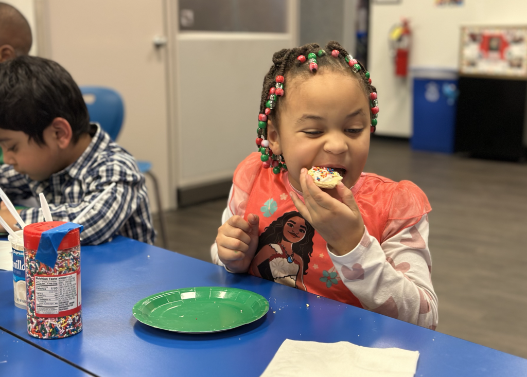 Enjoying holiday cookies