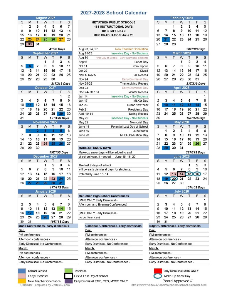 2027-2028 Potential Calendar