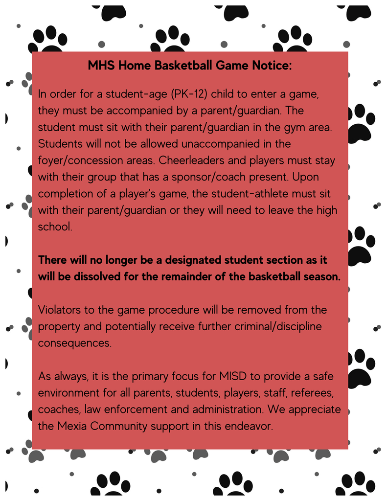 English version: Home Basketball Game Notice\