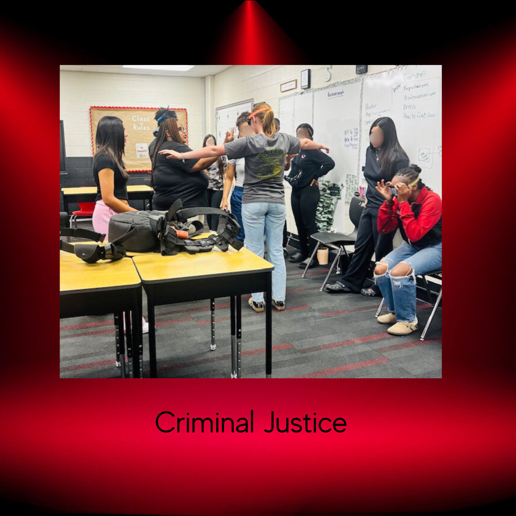 students listening to criminal justice presentation