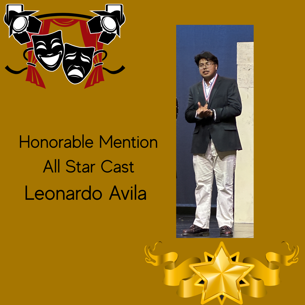 student displaying medal for honorable mention all star cast