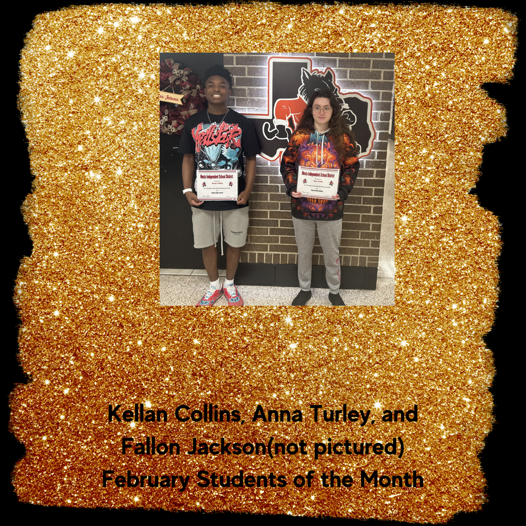 two students posing with student of the month certificates