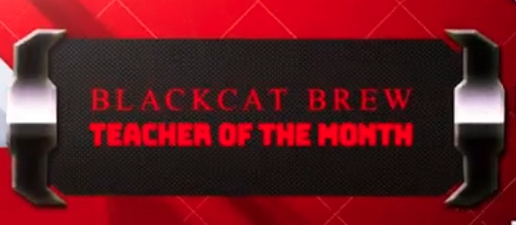 red and black design for teacher of the month