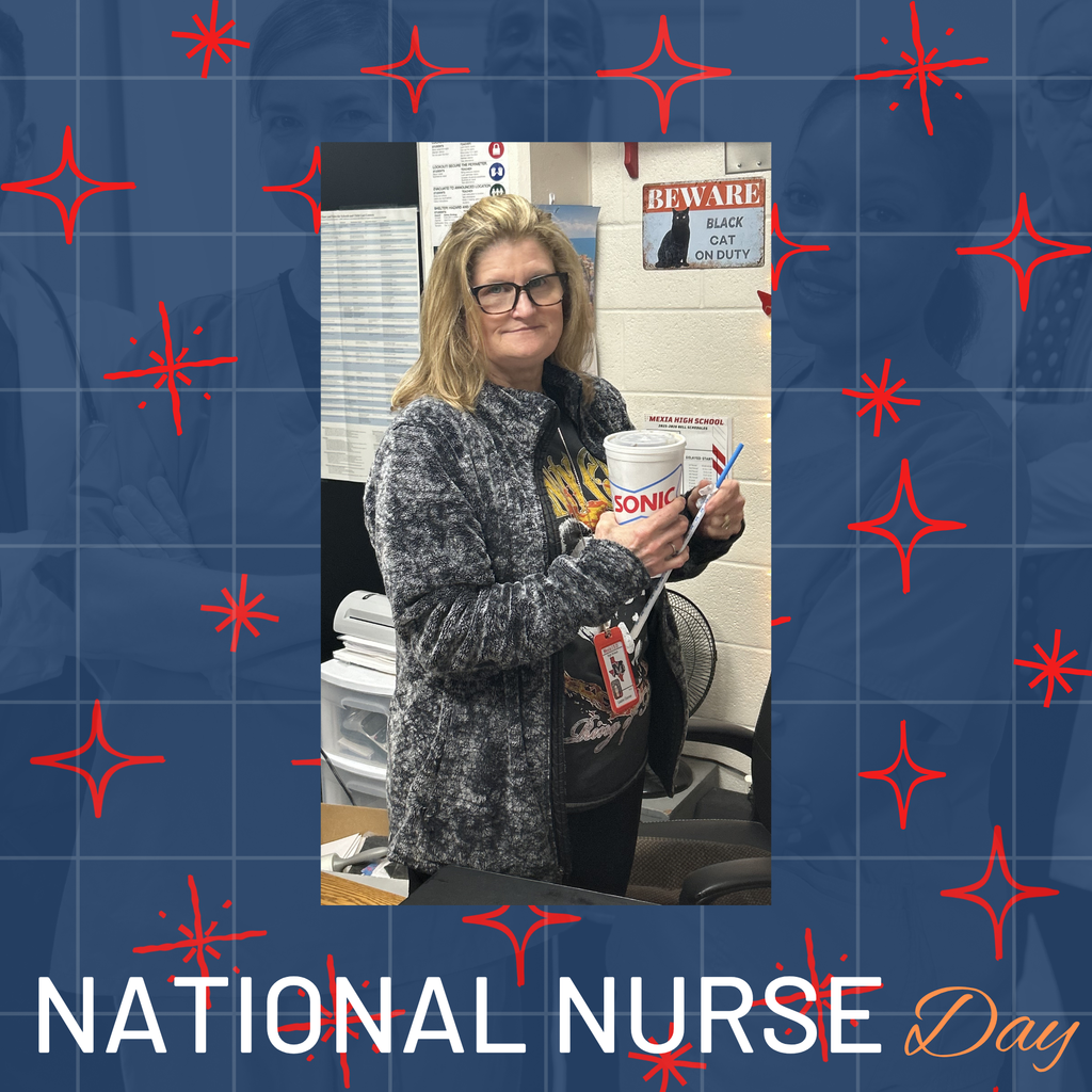 A woman in a hospital corridor, holding a cup, with "National Nurse Day" text below and stars on a blue background.